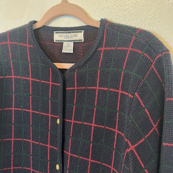 VINTAGE Sweater knit blazer cardigan Crystal-Kobe Petite Medium - Picture 2 of 7